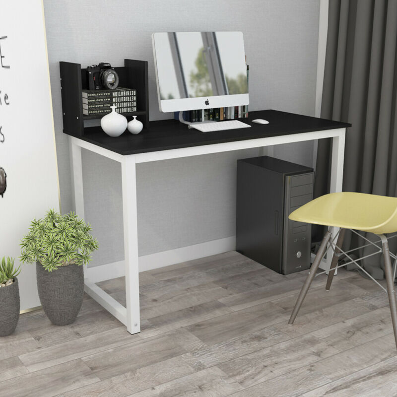 Black Computer Desk Laptop Table Office Desk with Bookcase Home Office Study BN