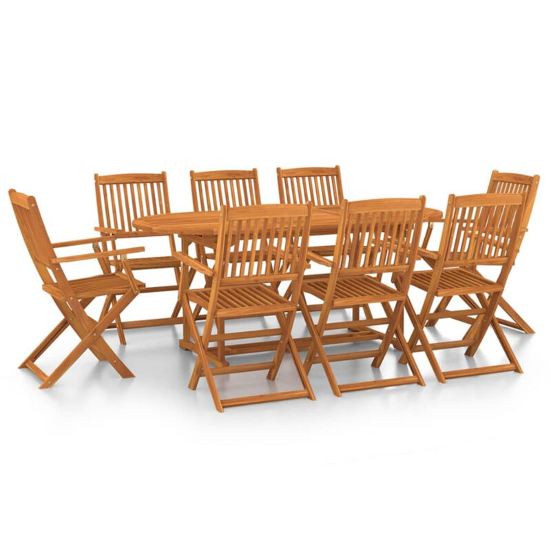 9 Piece Garden Dining Set Solid Acacia Wood D3Y7