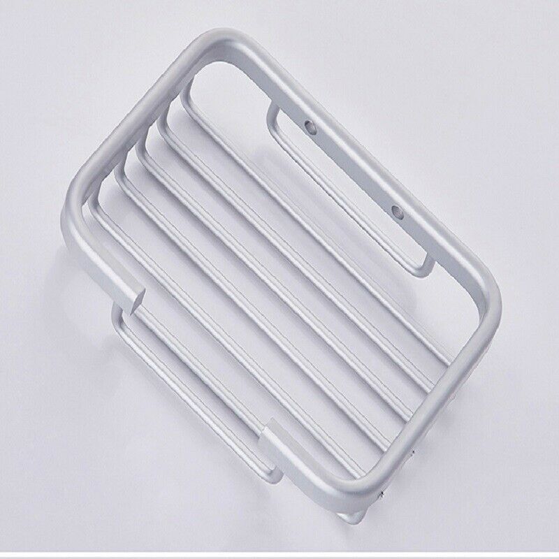 Silver Stainless Steel Soap Holder Dish Bathroom Wall Mounted Storage Rack UK