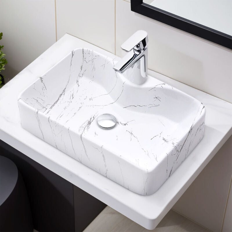 MULTI SHAPE BATHROOM CLOAKROOM COUNTERTOP CERAMIC BASIN SINK & POP UP WASTE SETS