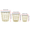 Set of 3 Storage Basket Nested Tables Side Table Metal Wire White Marble Effect