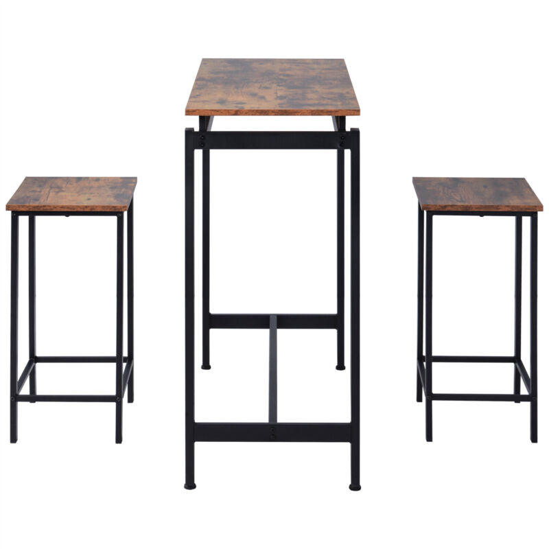 3Pcs Breakfast Bar Table & 2 Stools Kitchen Dining Room Modern Furniture Set MP