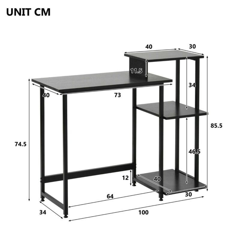 Computer Desk Home Office Study PC Writing Table Workstation Shelf Furniture UK