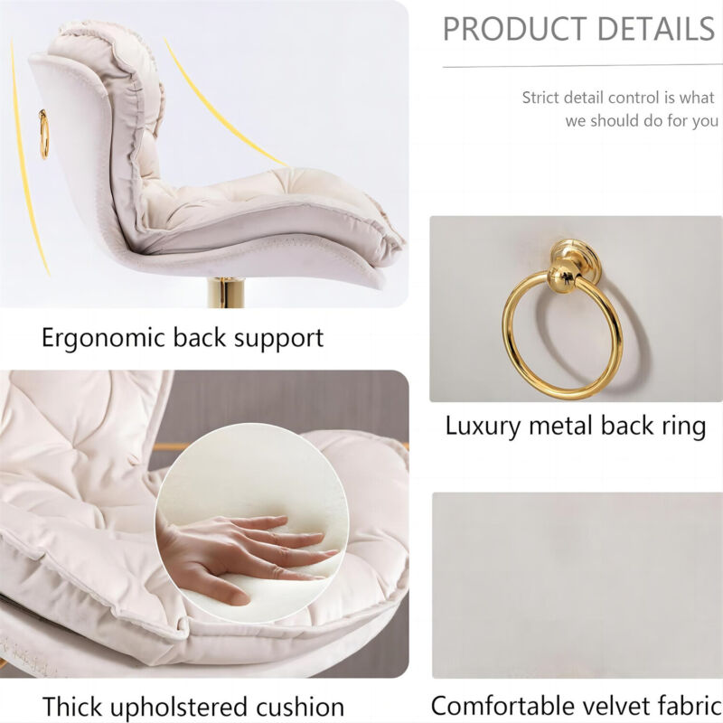 Bar Stools Set of 2 Adjustable Height Swivel Velvet Tufted Pub Bar Chairs Beige