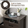 Modern Wooden Nightstand 2 Drawers Bed Sofa Side Table End Table W/ Cable Hole