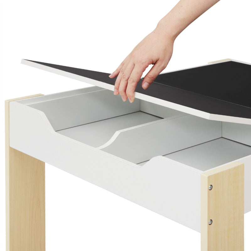 Kids Table and 2 Chairs Set Childrens Activity Storage Table Playroom Furniture