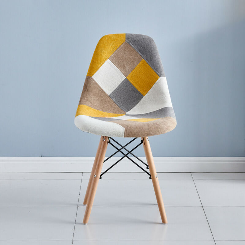 4Pcs Dining Chairs Eiffel Chairs Side Chairs Soft Padded Seat Home Kitchen Check