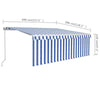 Manual Retractable Awning with Blind 4x3m Blue&White W8R7