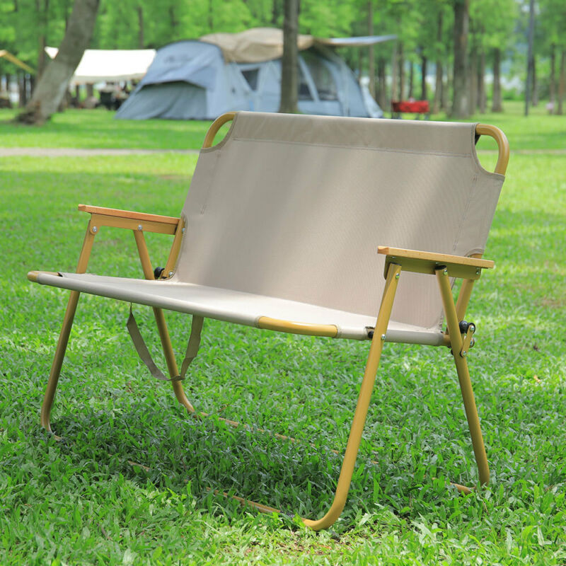2 Seater Folding Camping Chair Portable Outdoor Picnic Oxford Beach Steel Frame