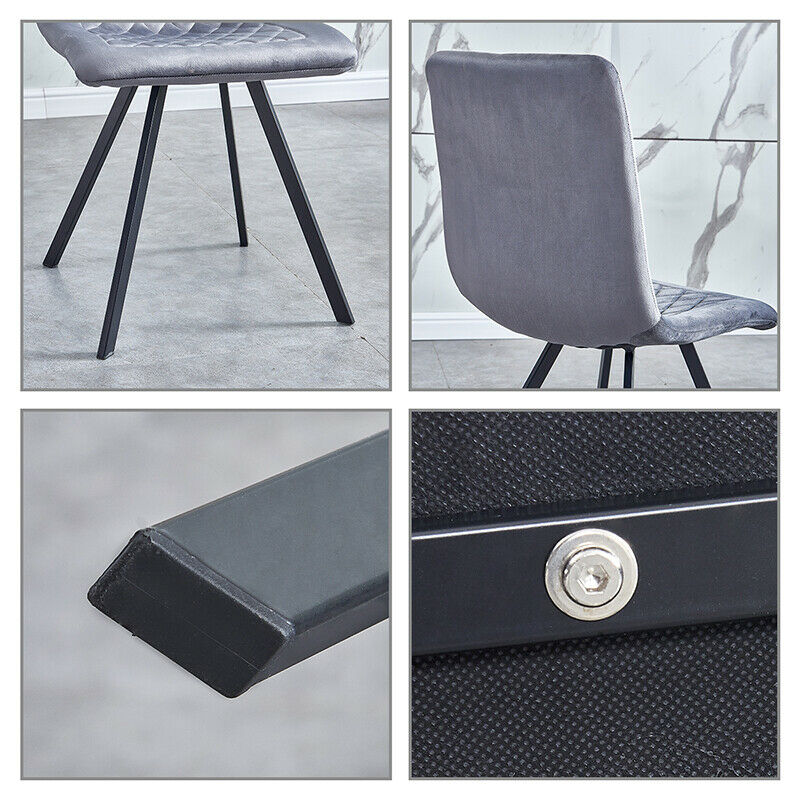 4 Pcs Velvet Dining Chairs Metal Legs Dining Room Kitchen Office Home Silver BN
