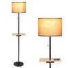 Modern Floor Lamp Standing Lamp with Shelf Plate and Dual USB Charging Ports