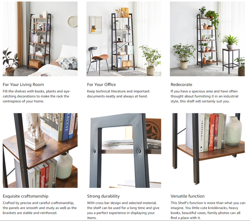 5 Tier Metal Ladder Shelf Shelving Display Rack Plant Stand Storage Shelves Home