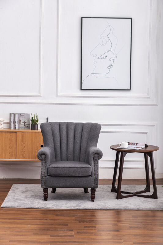 Victorian Retro Accent Armchair Wing High Back Chair Upholstered Lounge Fabric