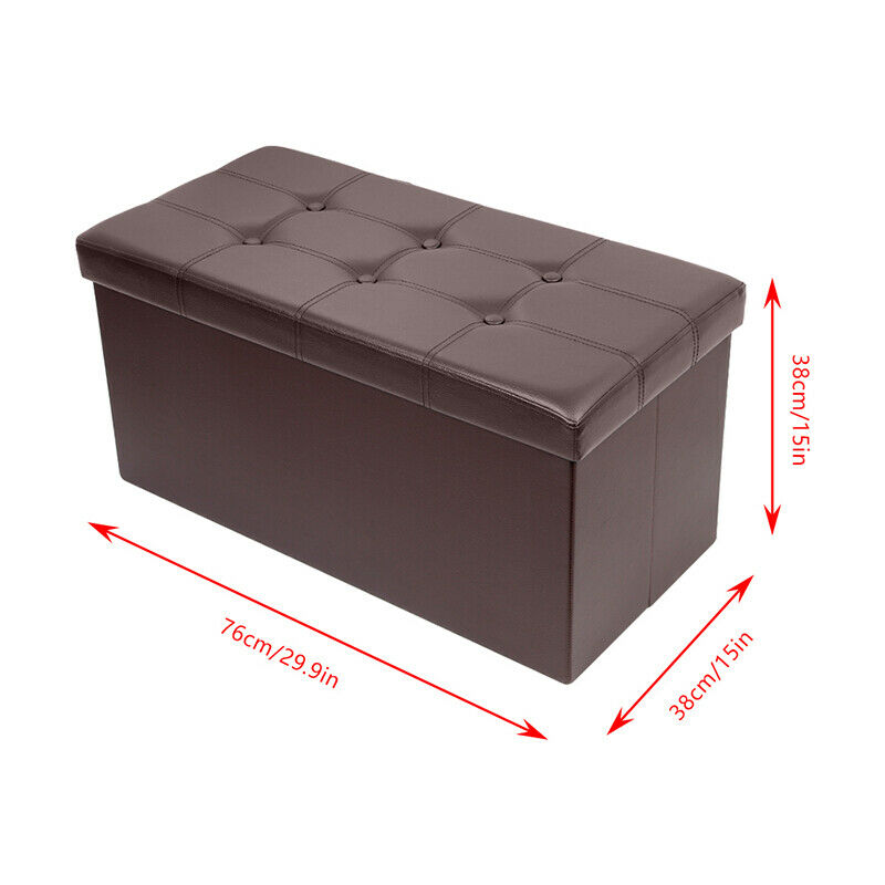 Faux Leather Folding Ottoman Storage Bench Perfect Toy and Shoes Living Room BN