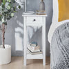 1 Drawer Slim Tall Bedside Tables White Bedroom Storage Unit Hallway End Table
