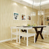 Beige Glitter Textured Wallpaper Non Woven Flocking Vertical Stripes Wallpaper