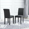 2x Dark Grey Dining Chairs Upholstered Fabric with Rivets Wood Legs Diningroom