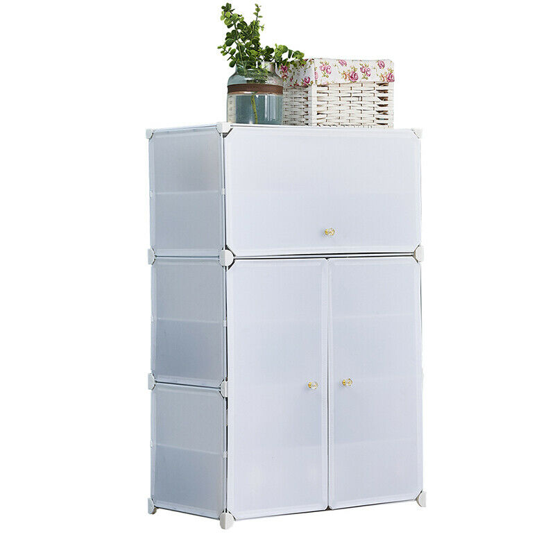 6 Tiers Shoe Rack Cube 3 doors DIY Cupboard Storage Cabinet Unit Organiser Home