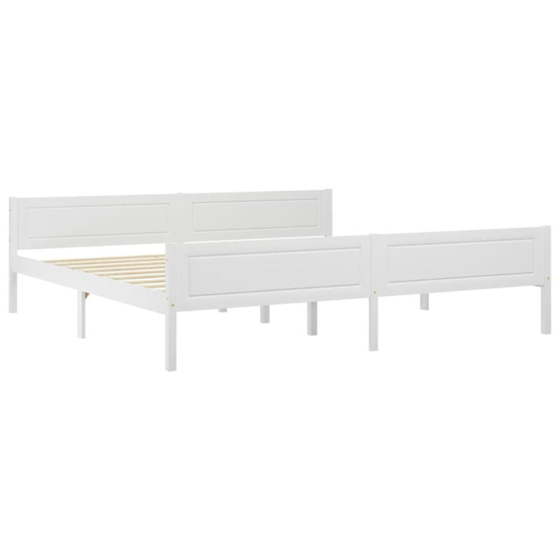 Bed Frame with 4 Drawers White Solid Wood Pine 200x200 F3M2