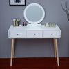 Modern Dressing Table Makeup Desk w/Drawer Round Mirror Stool White Bedroom BN