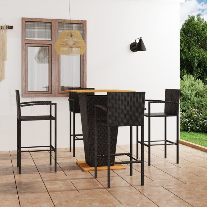 5 Piece Garden Bar Set Black K7F2