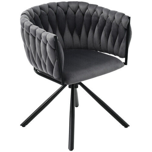 Luxury Dining Chairs Velvet Swivel Chair Metal Legs Kitchen Chair Home -Gray