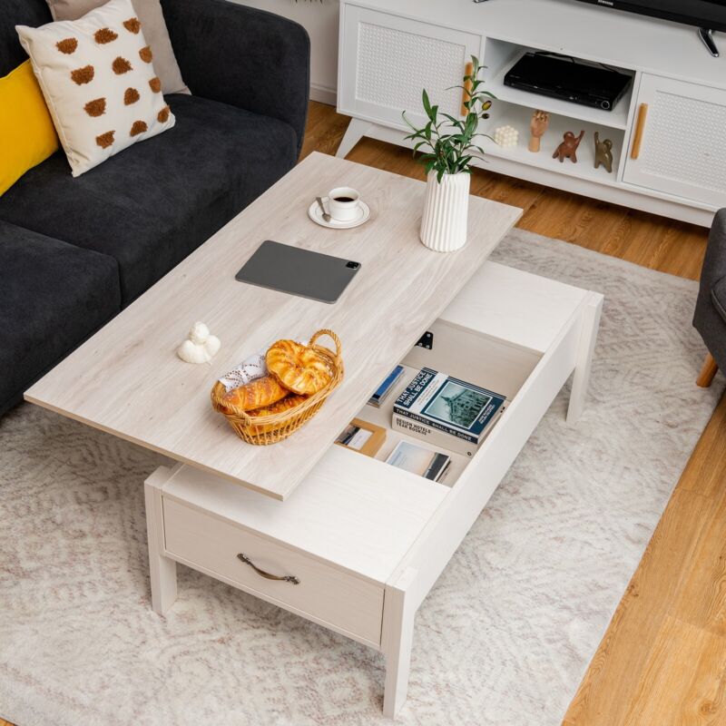 120cm Lift Top Coffee Table Modern Wooden Lift Top Dining Table Living Room