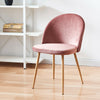 2 Pcs Pink Velvet Dining Chairs Make Up Chair Padded Seat Dining Room Kitchen BN