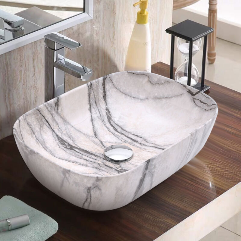 MULTI SHAPE BATHROOM CLOAKROOM COUNTERTOP CERAMIC BASIN SINK & POP UP WASTE SETS