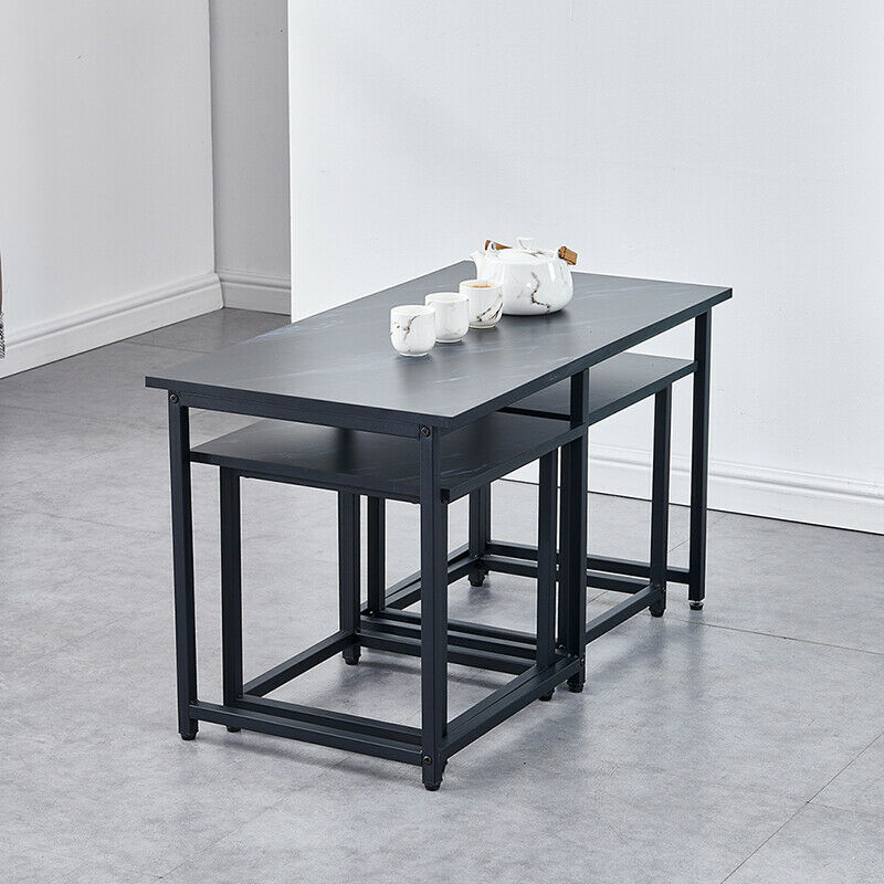 Set of 3 Coffee Table with 2 Stools Set Nesting Table Living Room Office Lounge