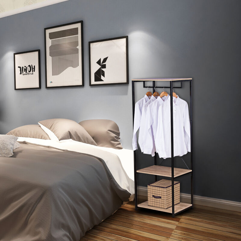 Clothes Rail Dress Garment Hanging Display Stand Rack Unit with Storage Shelves