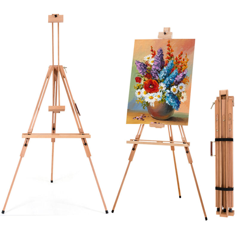 Wooden Artist Easel Beech Studio Painting Stand Holder Storage