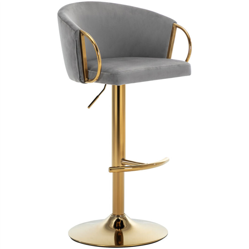 Bar Stools Set of 2 Dining Chair Swivel Velvet Bar Chair w/ Footrest Armrest QW