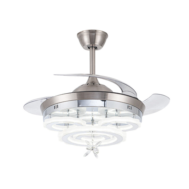 2 in 1 Modern Chandelier Ceiling Fan Light LED Lamp with Remote Living Room 42"