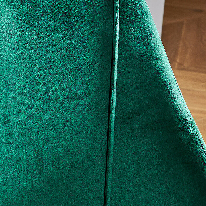 Set of 2 Velvet Dining Chairs Accent Chairs Padded Seat Metal Legs Kitchen Green