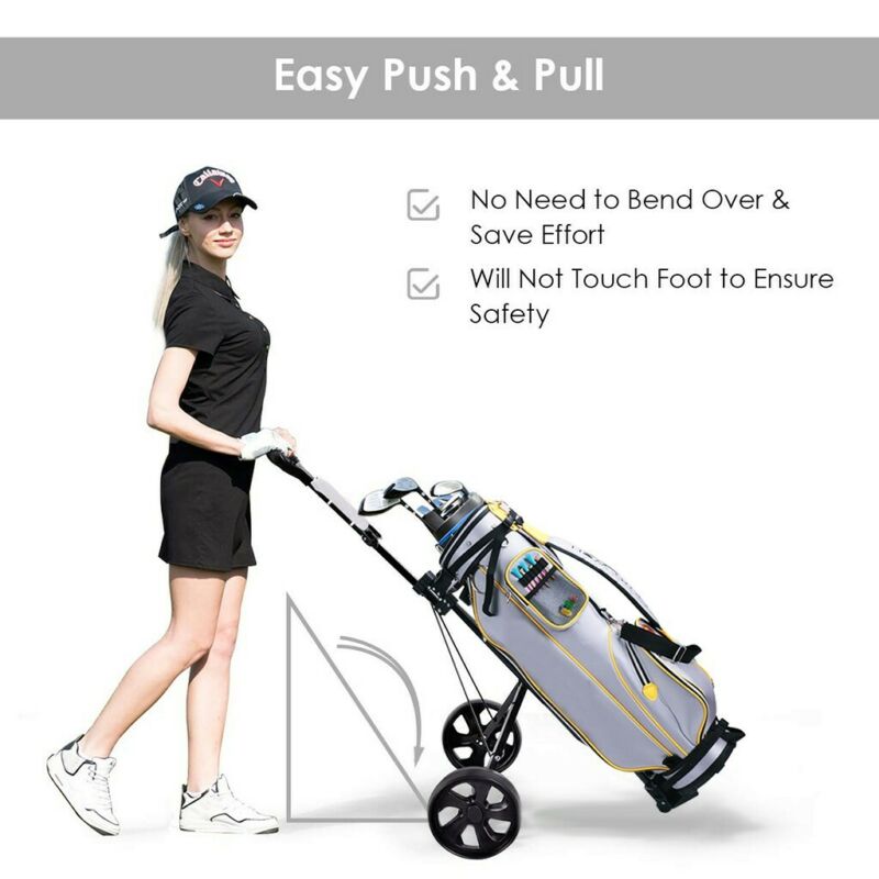 3 Wheel Golf Trolley - Manual Push / Pull Golf Cart Bag Holder Trolley (No Bag)
