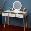 Modern Dressing Table Makeup Desk w/Drawer Round Mirror Stool White Bedroom BN