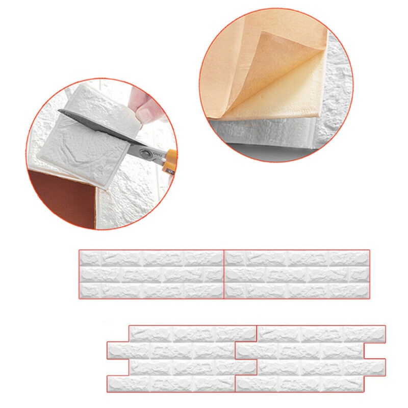 60*30cm 10Pcs 3D Brick Wall Stickers Self- Adhesive Panels Waterproof Tiles
