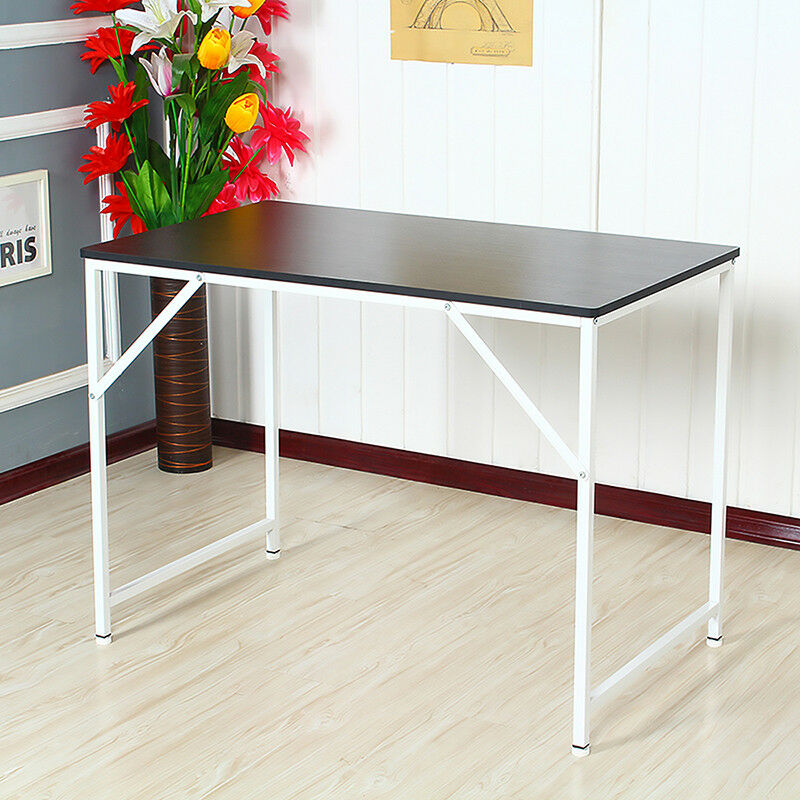 Computer Laptop Table Desk Wood Top Study Office Home Workstation Black/White
