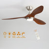 52" Oak Wood Effect Ceiling Fan With 3 Colors Light 6 Fan Speeds Timer w/Remote