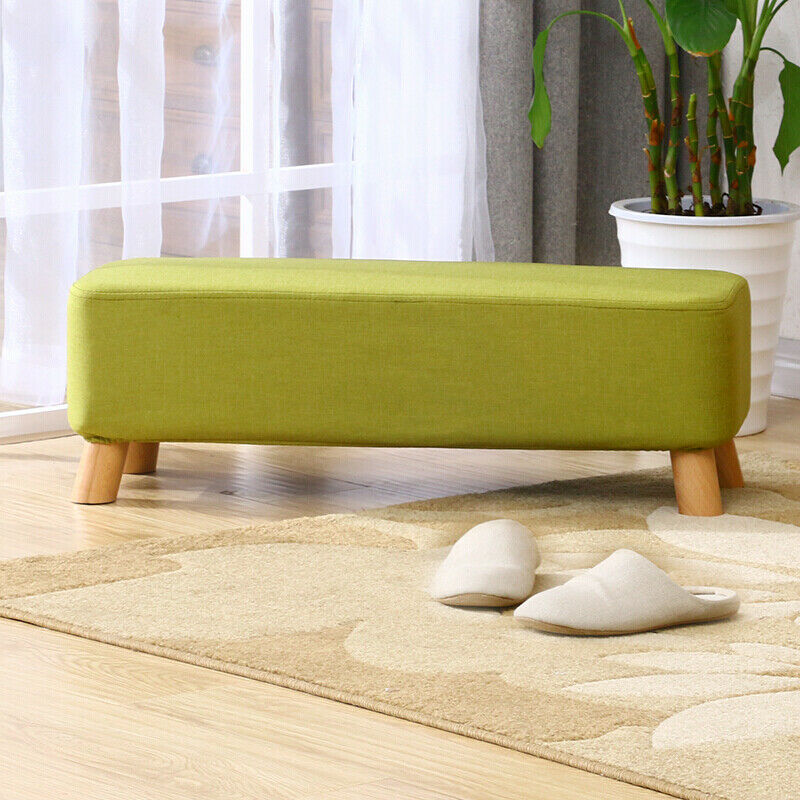 Linen Fabric Footstool Foot Rest Stool Pouffe Ottoman Seat Living Room Furniture