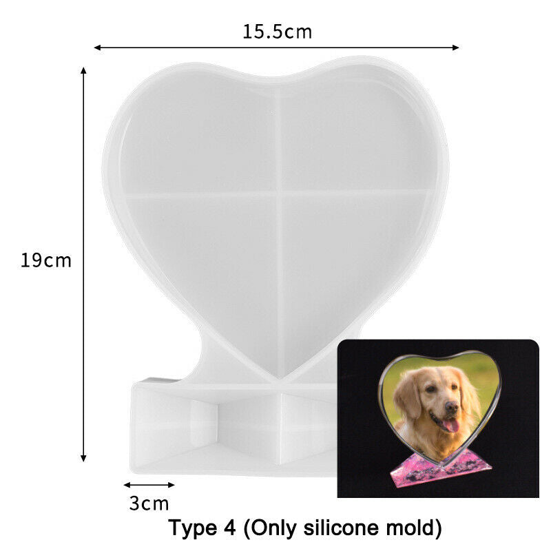 DIY Resin Mould Love Heart Rectangular Photo Frame Silicone Mold Valentine Gift