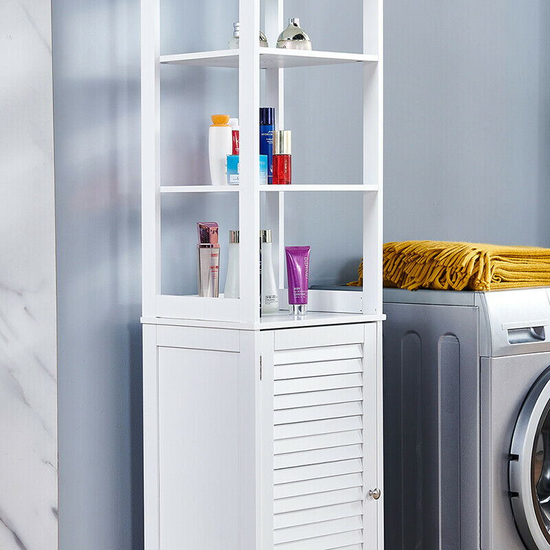 Floor Storage Cabinet Storage Units w/ Door Cupboard & Open Shelves Hallway Home