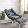 Upholstered Velvet Single Sleeper Sofa Recliner Home Cinema Armchair with Stool