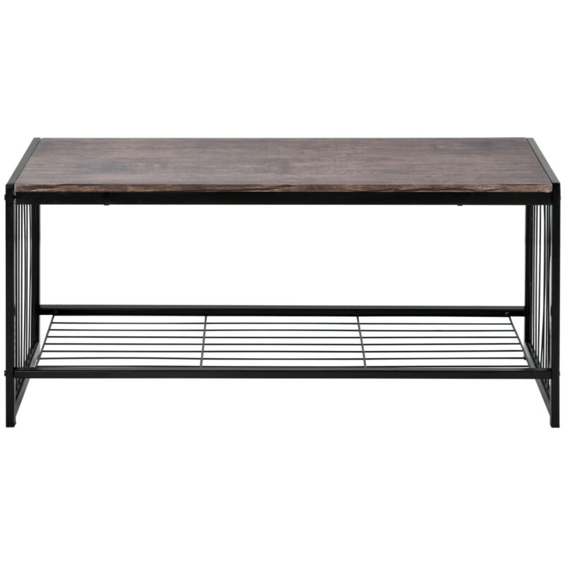 2-Tier Coffee Table Tea Sofa Table with Shelf Storage Metal Frame 100x50x45cm