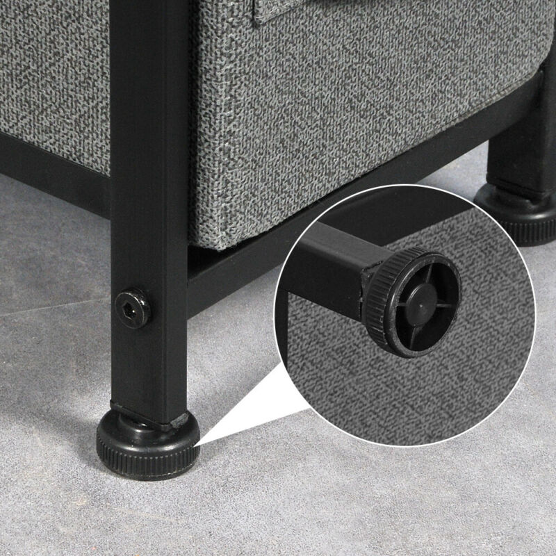 Dark Grey Fabric Cabinet Storage Unit Chest of Drawers Organiser Bedside Table