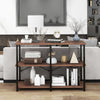 3-Tier Console Table Wodd Sofa Table Steel Frame Industrial Storage Shelf Brown