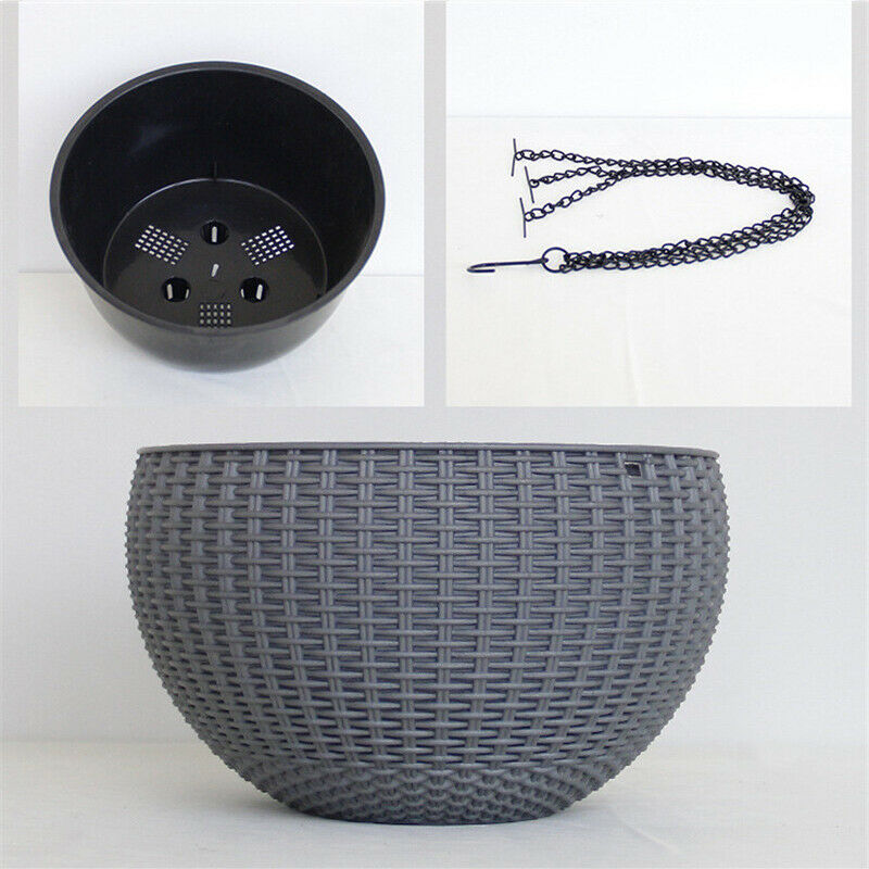 Self-watering Hanging Flower Pot Resin Plaited Hanging Basket Garden Decor