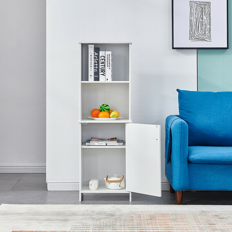 Storage Cabinet Display Unit with Door Shelf White Home Living Room Hallway BN