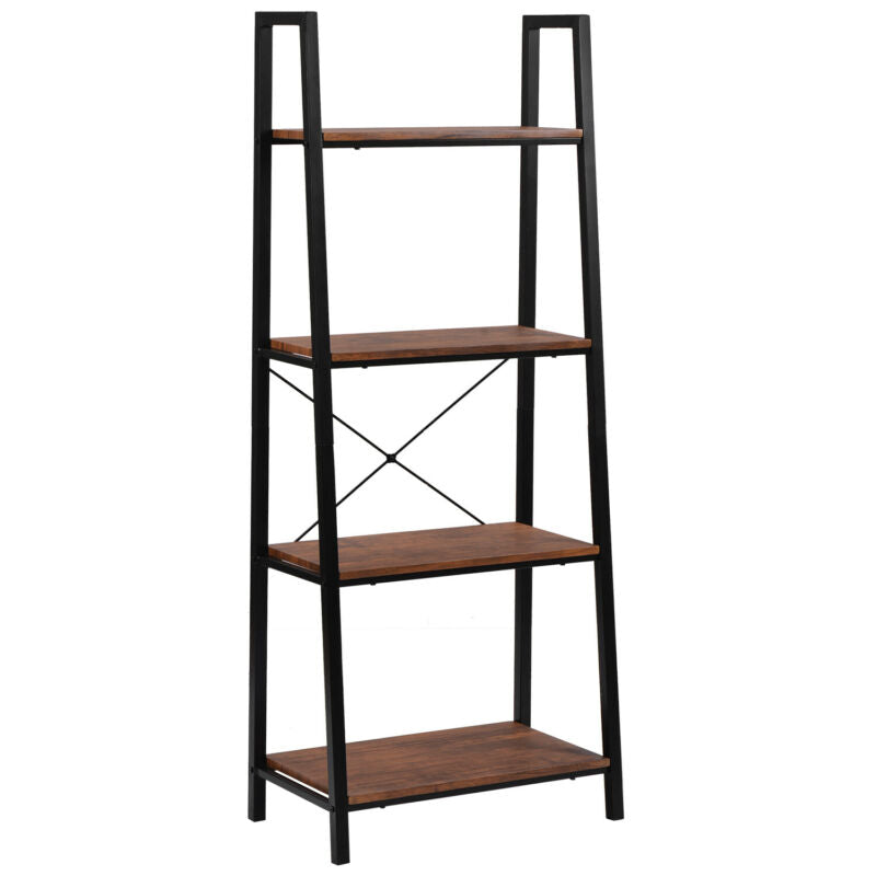 4Tier Ladder Shelf Bookcase Bookshelf Storage Rack Frame Shelves for Living Room